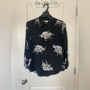 Equipment Black and White Floral Blouse